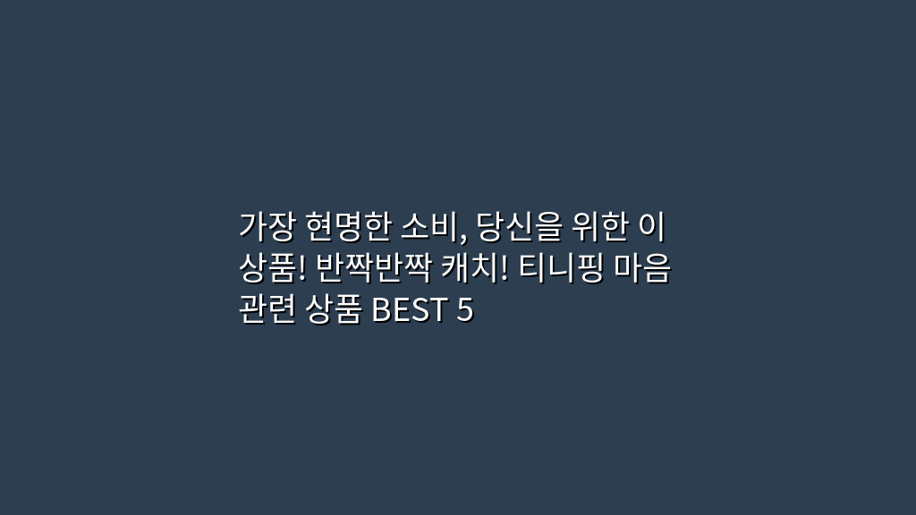 가장 현명한 소비, 당신을 위한 이 상품! 반짝반짝 캐치! 티니핑 마음 관련 상품 BEST 5